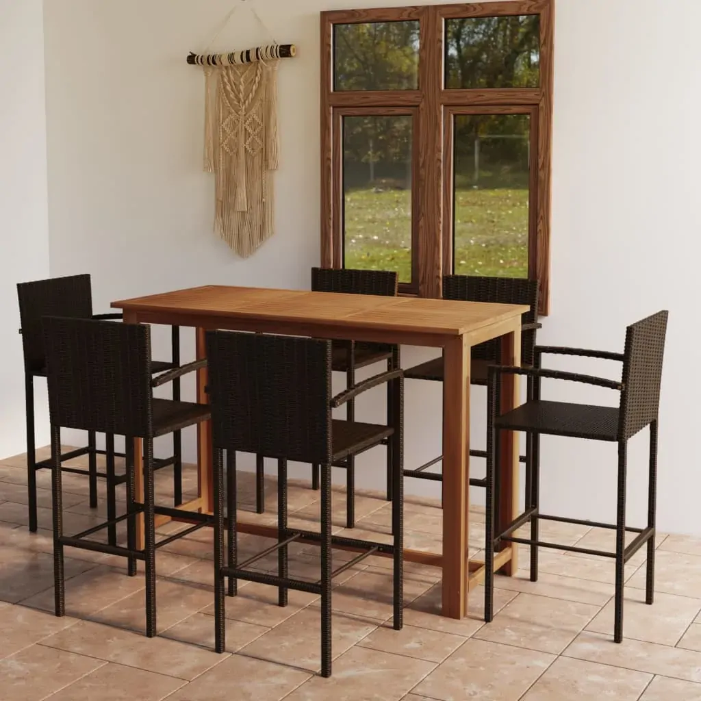 7 Piece Garden Bar Set Brown 7 Piece Garden Bar Set Brown