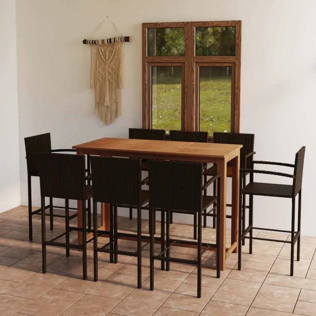 9 Piece Garden Bar Set Brown 9 Piece Garden Bar Set Brown