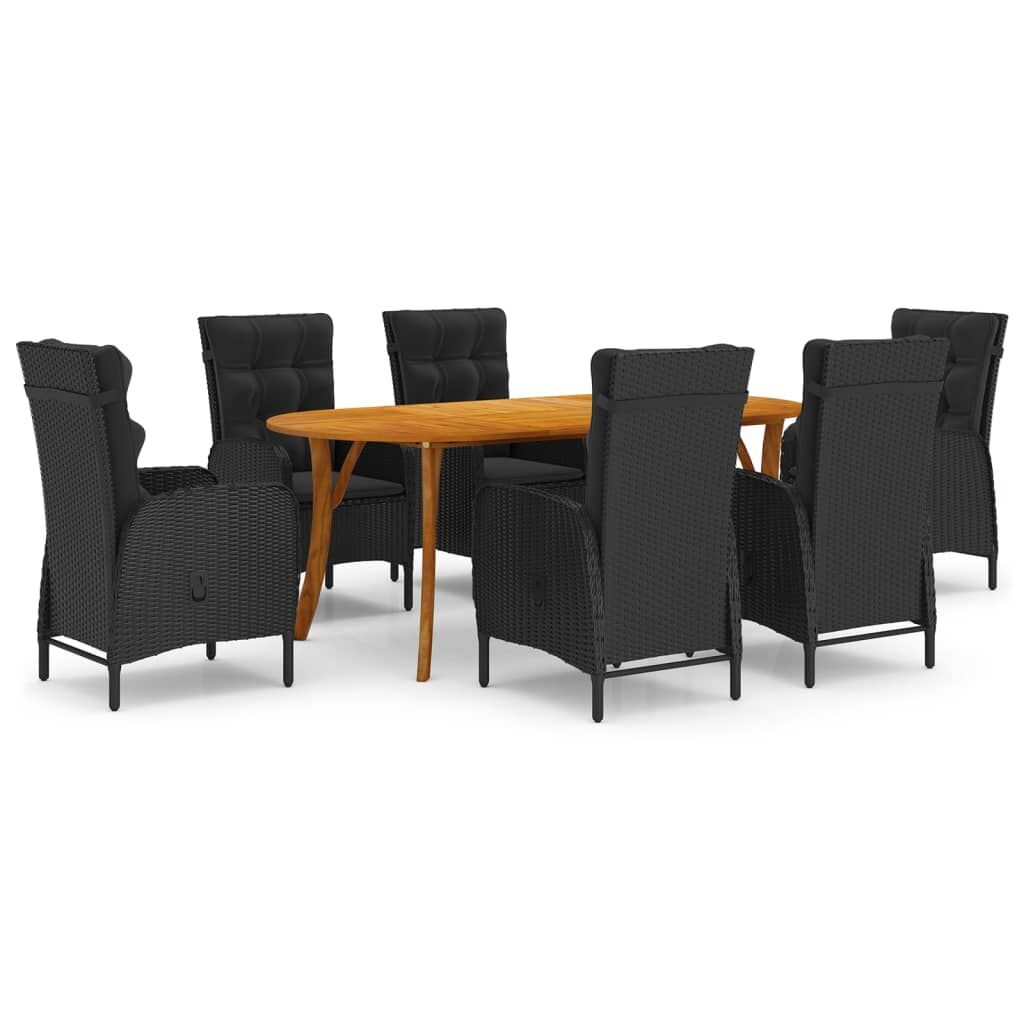7 Piece Garden Dining Set Black 7 Piece Garden Dining Set Black