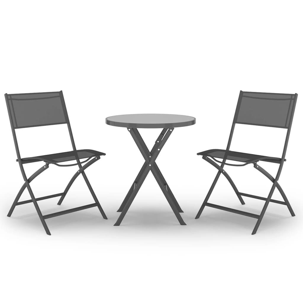3 Piece Folding Bistro Set Steel Grey 3 Piece Folding Bistro Set Steel Grey