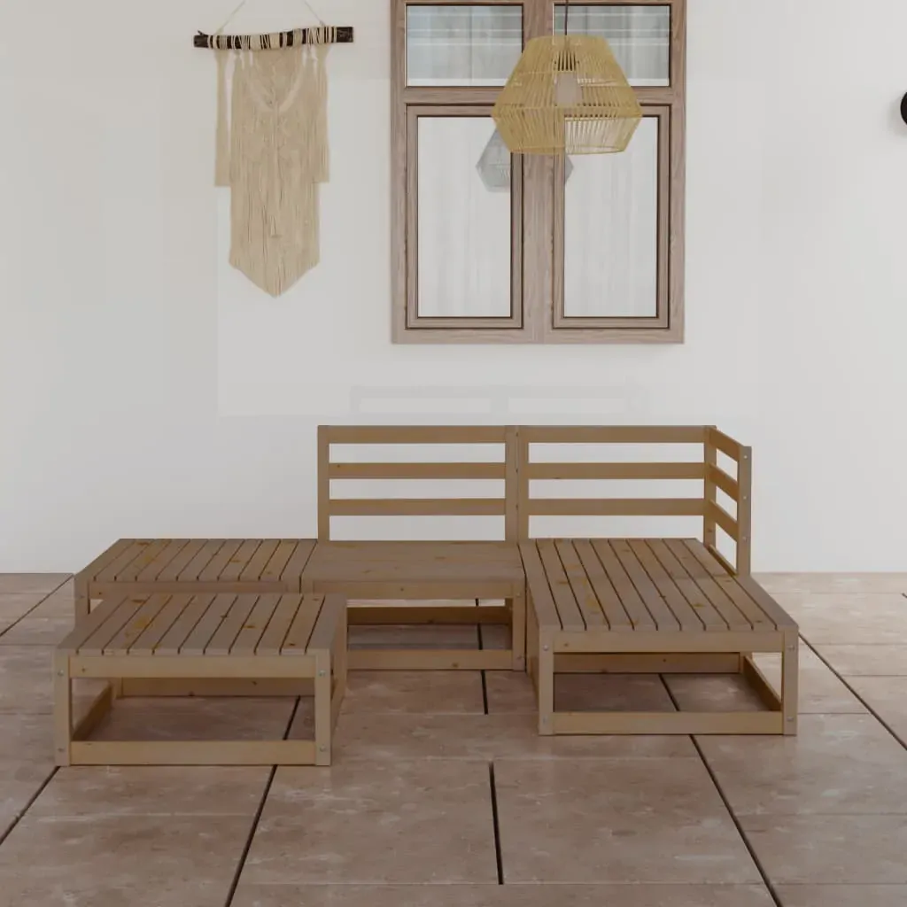 5 Piece Garden Lounge Set Honey Brown Solid Pinewood 5 Piece Garden Lounge Set Honey Brown Solid Pinewood