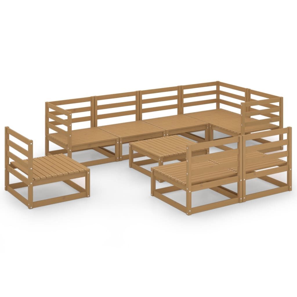 9 Piece Garden Lounge Set Honey Brown Solid Pinewood 9 Piece Garden Lounge Set Honey Brown Solid Pinewood