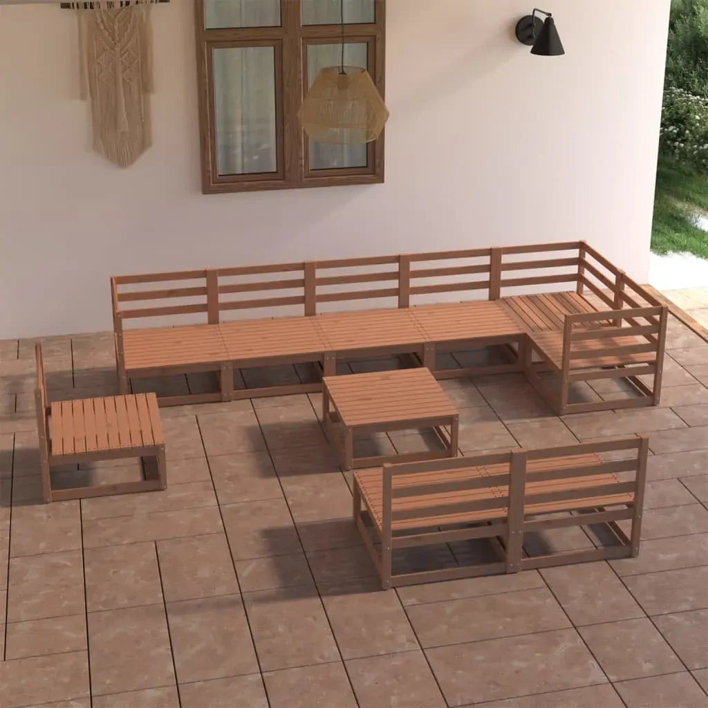 10 Piece Garden Lounge Set Honey Brown Solid Pinewood 10 Piece Garden Lounge Set Honey Brown Solid Pinewood