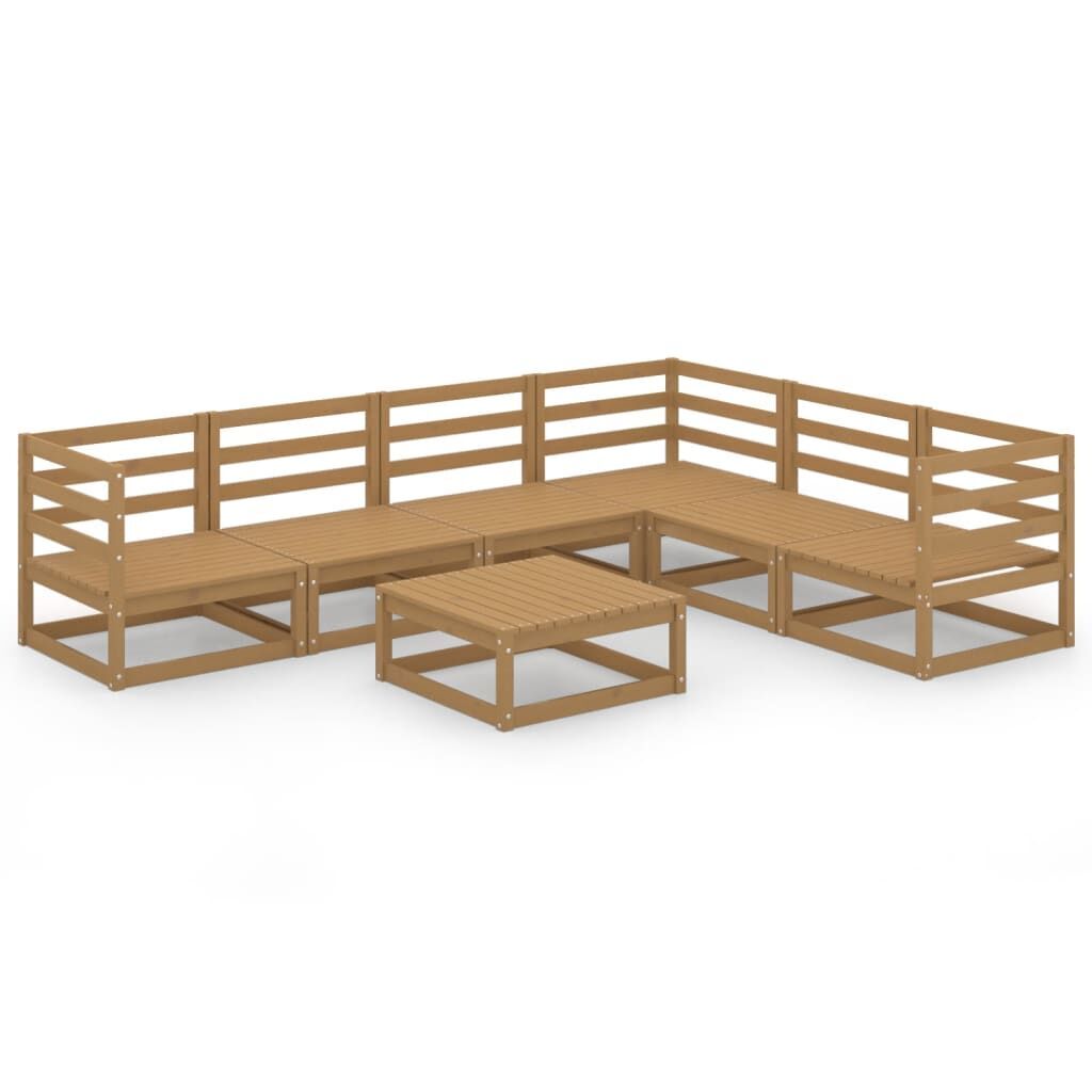 7 Piece Garden Lounge Set Honey Brown Solid Pinewood 7 Piece Garden Lounge Set Honey Brown Solid Pinewood