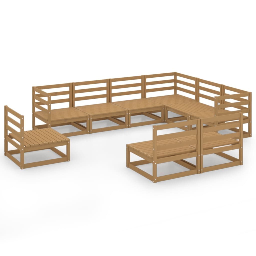 9 Piece Garden Lounge Set Honey Brown Solid Pinewood 9 Piece Garden Lounge Set Honey Brown Solid Pinewood