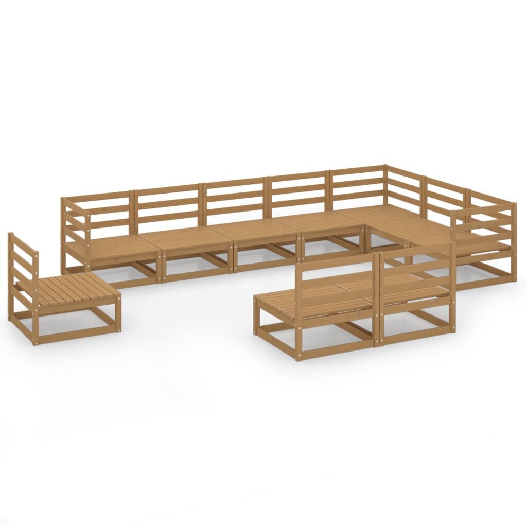 10 Piece Garden Lounge Set Honey Brown Solid Pinewood 10 Piece Garden Lounge Set Honey Brown Solid Pinewood
