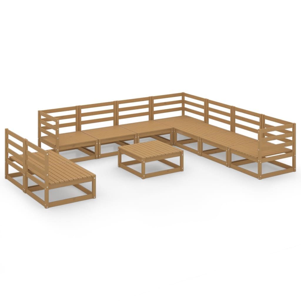 10 Piece Garden Lounge Set Honey Brown Solid Pinewood 10 Piece Garden Lounge Set Honey Brown Solid Pinewood