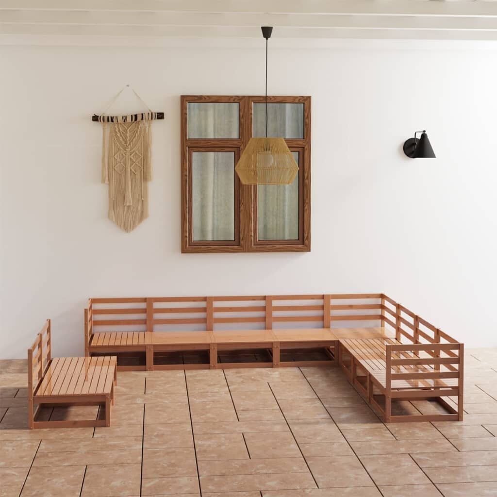 10 Piece Garden Lounge Set Honey Brown Solid Pinewood 10 Piece Garden Lounge Set Honey Brown Solid Pinewood
