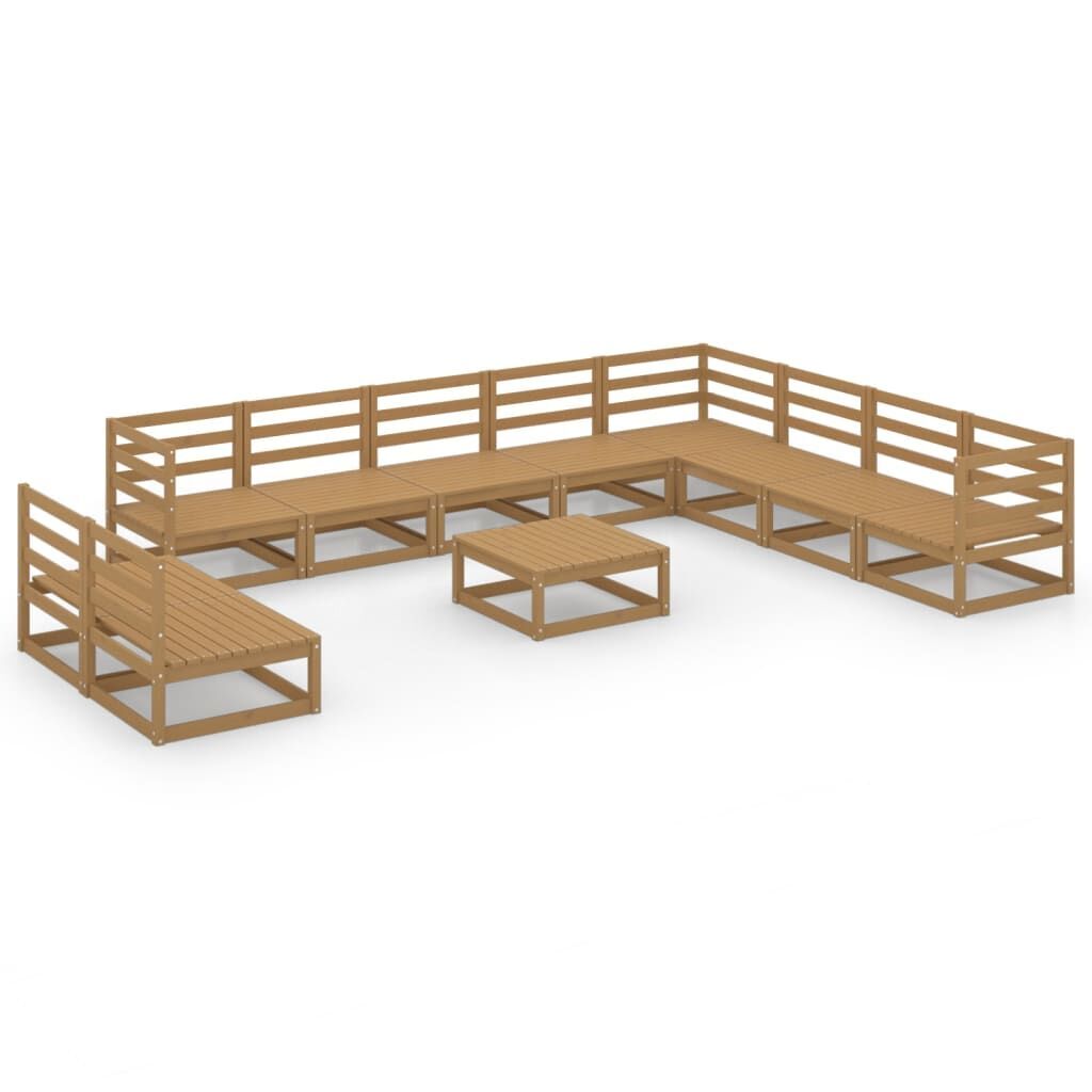 11 Piece Garden Lounge Set Honey Brown Solid Pinewood 11 Piece Garden Lounge Set Honey Brown Solid Pinewood