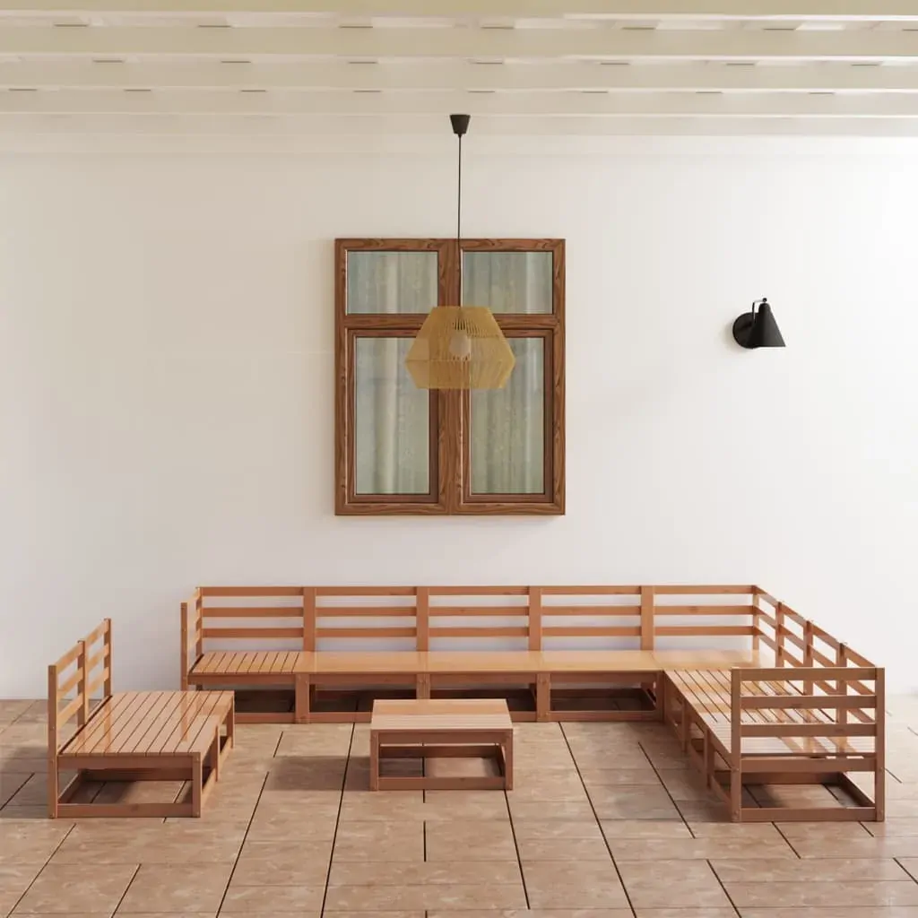 11 Piece Garden Lounge Set Honey Brown Solid Pinewood 11 Piece Garden Lounge Set Honey Brown Solid Pinewood