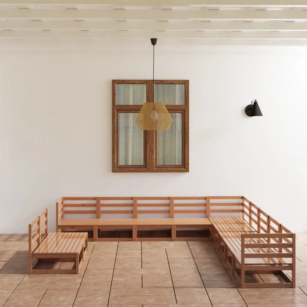 11 Piece Garden Lounge Set Honey Brown Solid Pinewood 11 Piece Garden Lounge Set Honey Brown Solid Pinewood