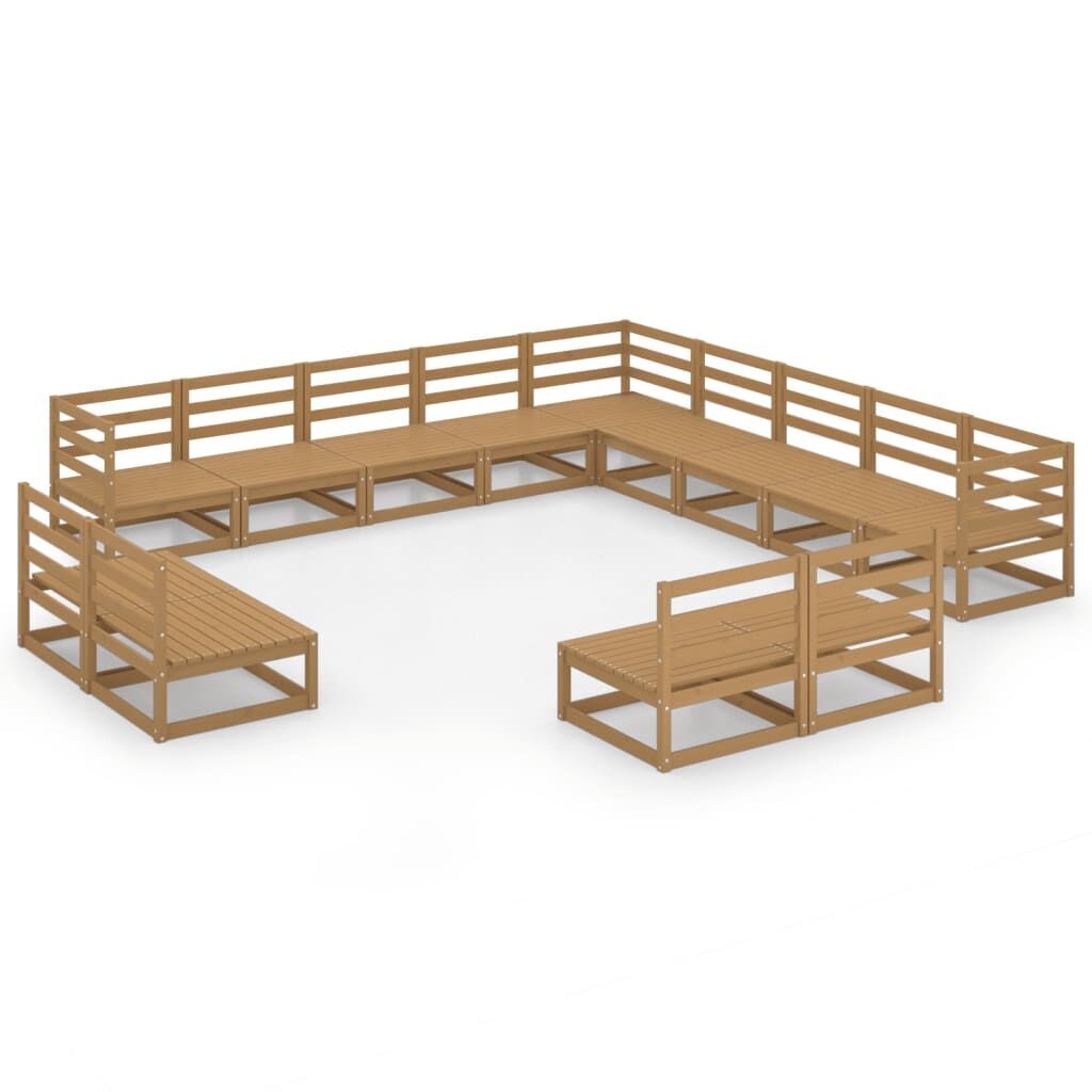 13 Piece Garden Lounge Set Honey Brown Solid Pinewood 13 Piece Garden Lounge Set Honey Brown Solid Pinewood