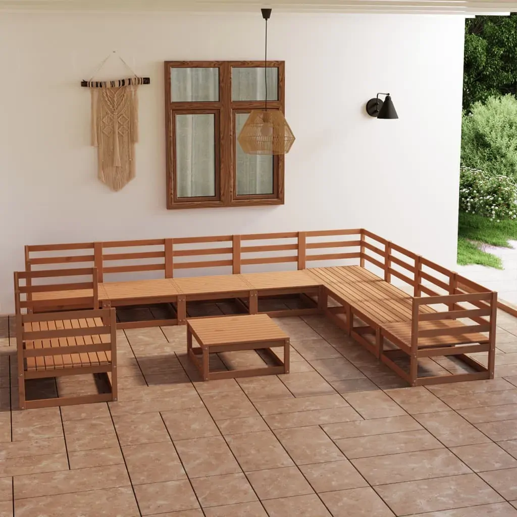 11 Piece Garden Lounge Set Honey Brown Solid Pinewood 11 Piece Garden Lounge Set Honey Brown Solid Pinewood