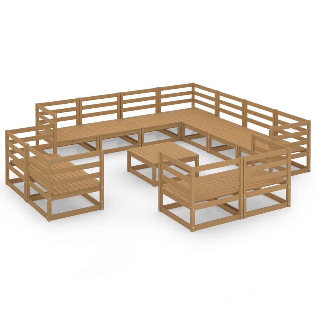 12 Piece Garden Lounge Set Honey Brown Solid Pinewood 12 Piece Garden Lounge Set Honey Brown Solid Pinewood