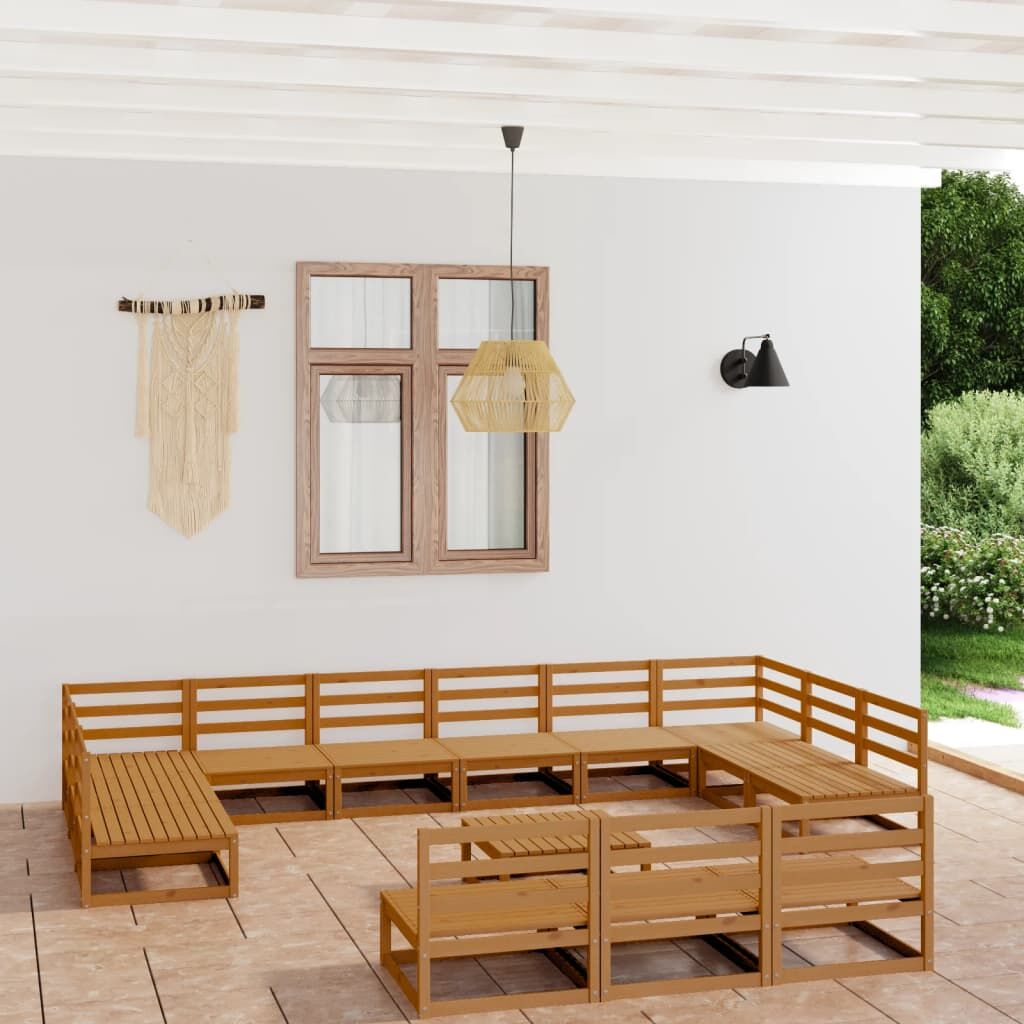 14 Piece Garden Lounge Set Solid Pinewood 14 Piece Garden Lounge Set Solid Pinewood