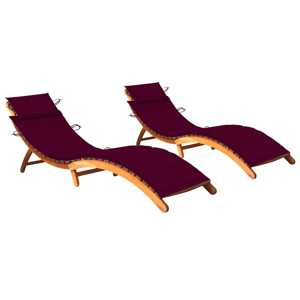 Sun Loungers 2 pcs with Cushions Solid Acacia Wood Sun Loungers 2 pcs with Cushions Solid Acacia Wood
