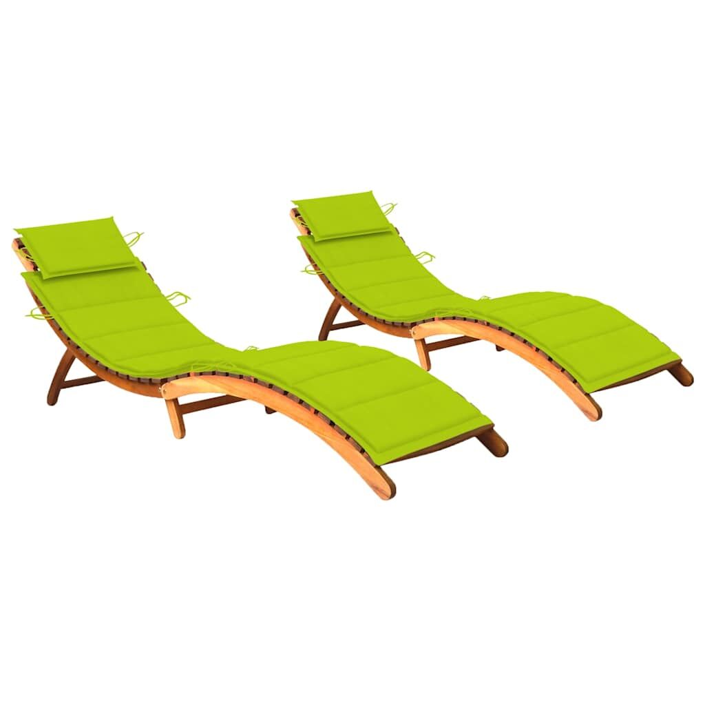 Sun Loungers 2 pcs with Cushions Solid Acacia Wood Sun Loungers 2 pcs with Cushions Solid Acacia Wood