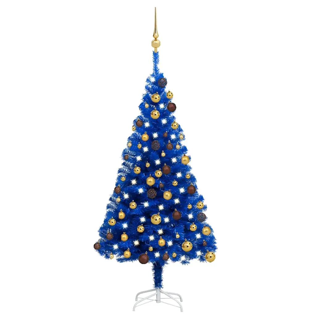 Artificial Pre-lit Christmas Tree with Ball Set Blue 120 cm PVC Artificial Pre-lit Christmas Tree with Ball Set Blue 120 cm PVC