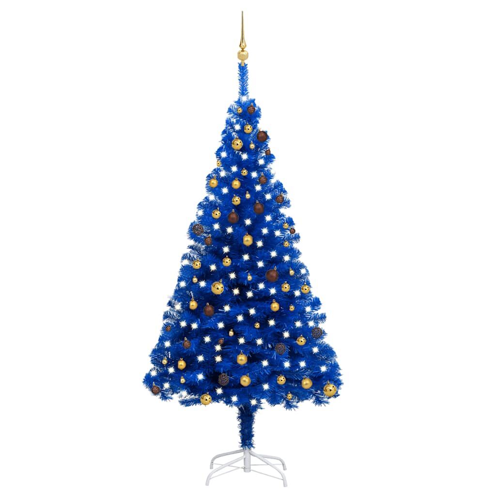 Artificial Pre-lit Christmas Tree with Ball Set Blue 240 cm PVC Artificial Pre-lit Christmas Tree with Ball Set Blue 240 cm PVC