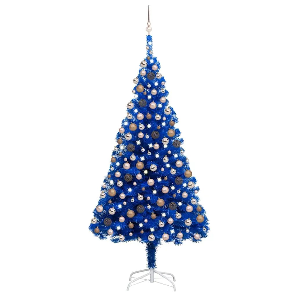 Artificial Pre-lit Christmas Tree with Ball Set Blue 240 cm PVC Artificial Pre-lit Christmas Tree with Ball Set Blue 240 cm PVC