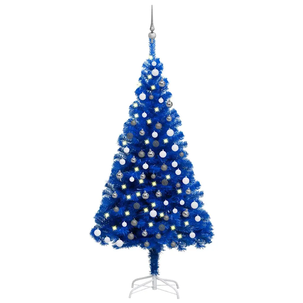 Artificial Pre-lit Christmas Tree with Ball Set Blue 120 cm PVC Artificial Pre-lit Christmas Tree with Ball Set Blue 120 cm PVC