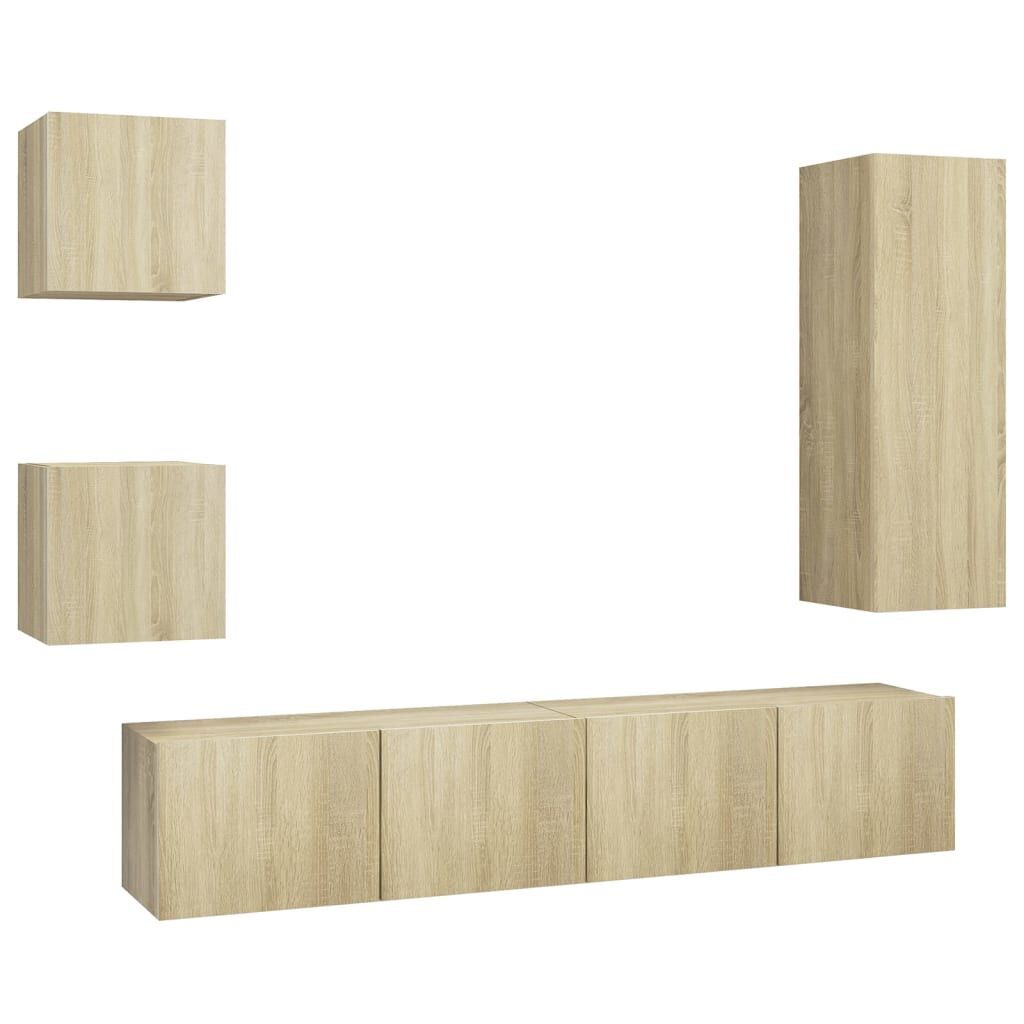 5 Piece TV Cabinet Set Sonoma Oak Engineered Wood 5 Piece TV Cabinet Set Sonoma Oak Engineered Wood
