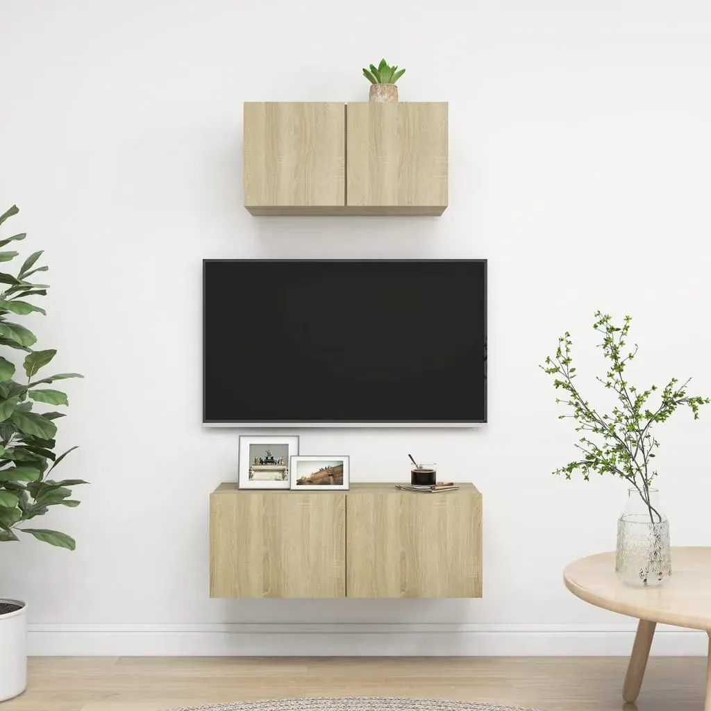 2 Piece TV Cabinet Set Sonoma Oak Engineered Wood 2 Piece TV Cabinet Set Sonoma Oak Engineered Wood