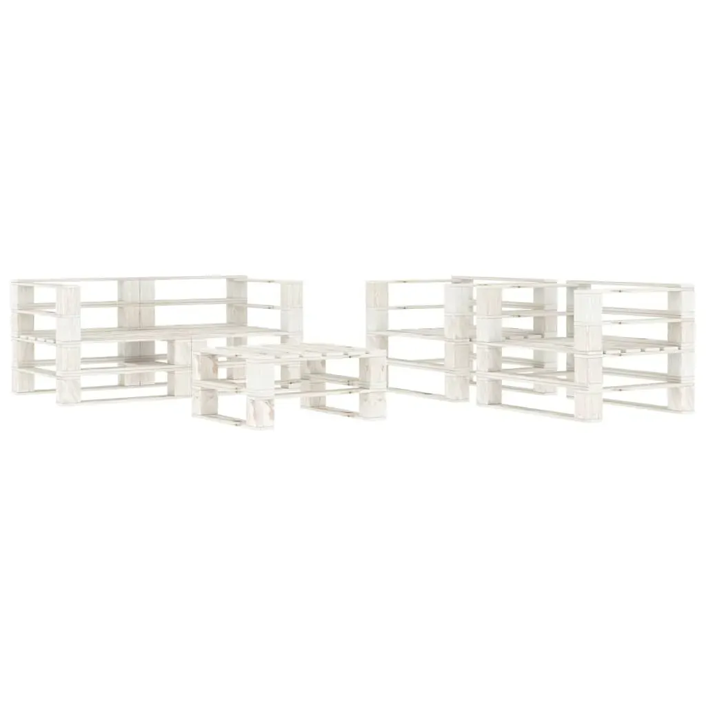 5 Piece Garden Pallet Lounge Set Solid Pinewood White 5 Piece Garden Pallet Lounge Set Solid Pinewood White