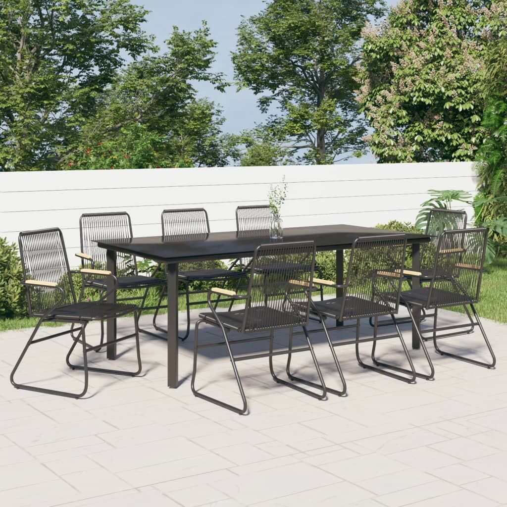 9 Piece Garden Dining Set Black PVC Rattan 9 Piece Garden Dining Set Black PVC Rattan