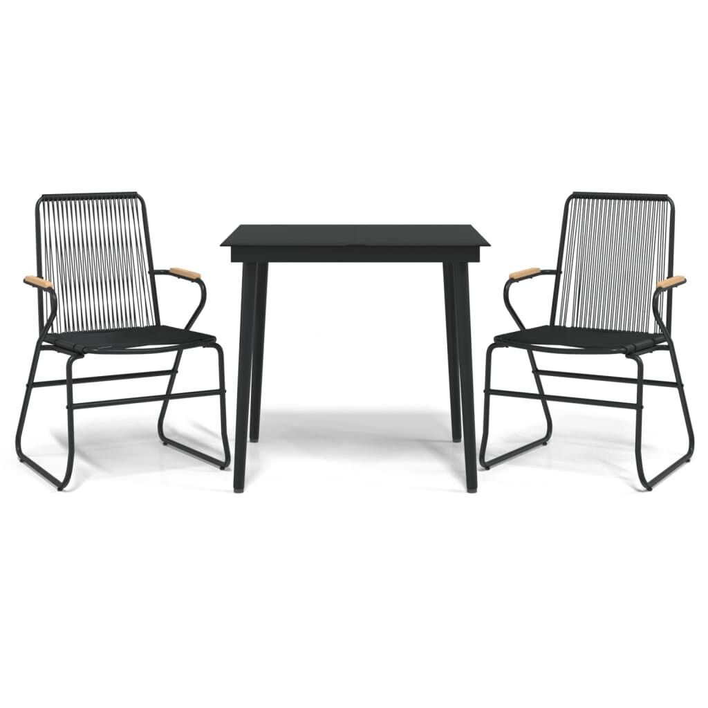 3 Piece Garden Dining Set Black PVC Rattan 3 Piece Garden Dining Set Black PVC Rattan