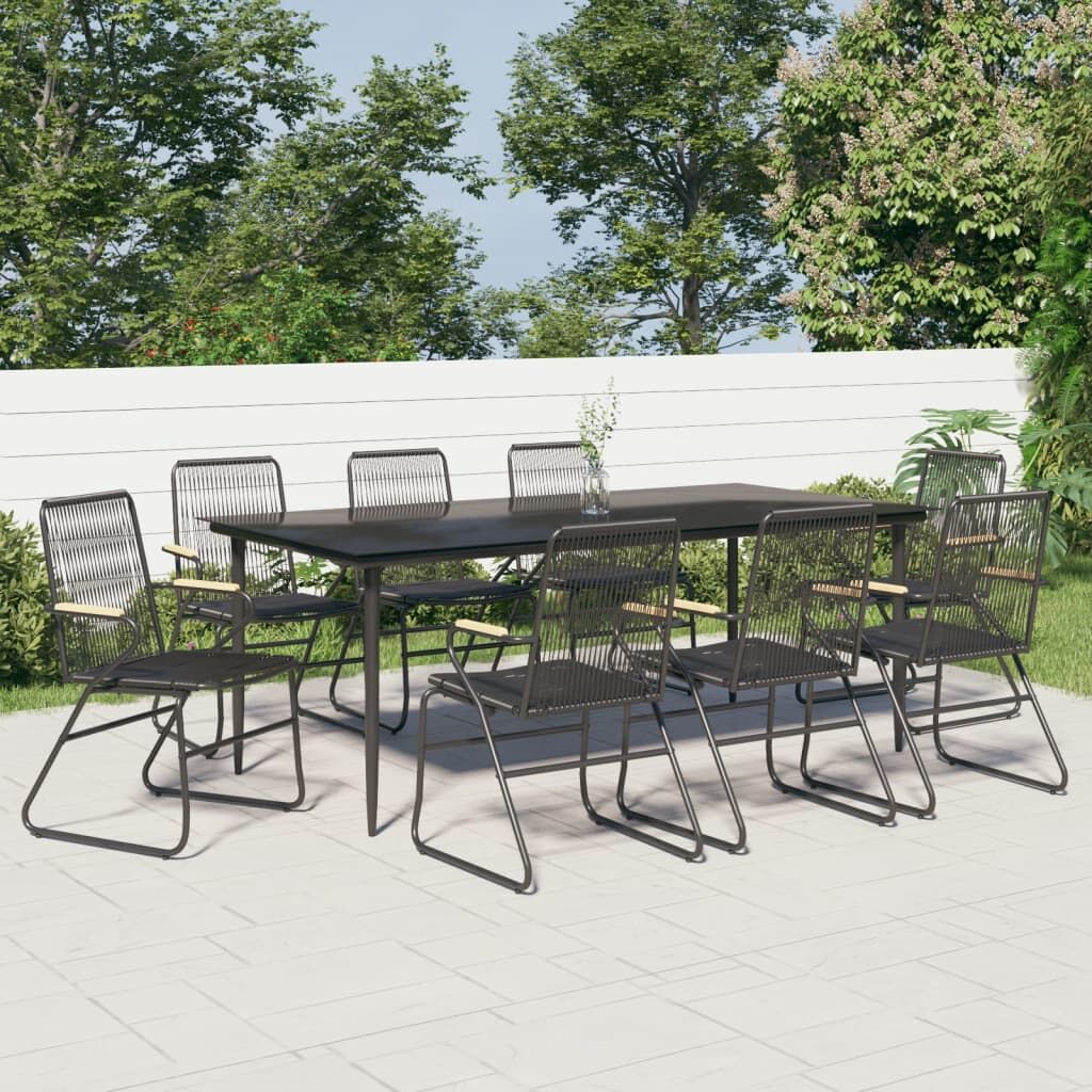 9 Piece Garden Dining Set Black PVC Rattan 9 Piece Garden Dining Set Black PVC Rattan