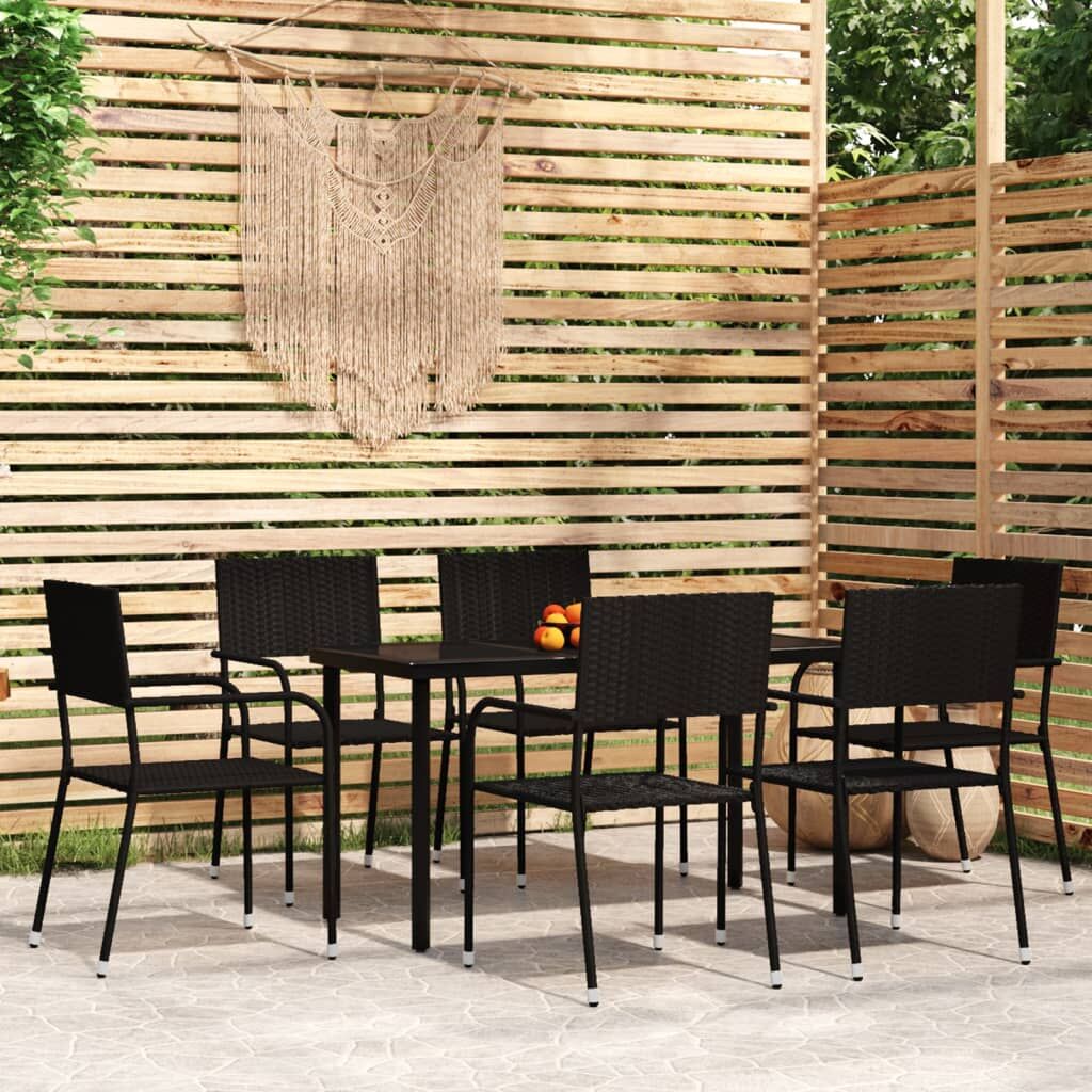 7 Piece Garden Dining Set Black 7 Piece Garden Dining Set Black