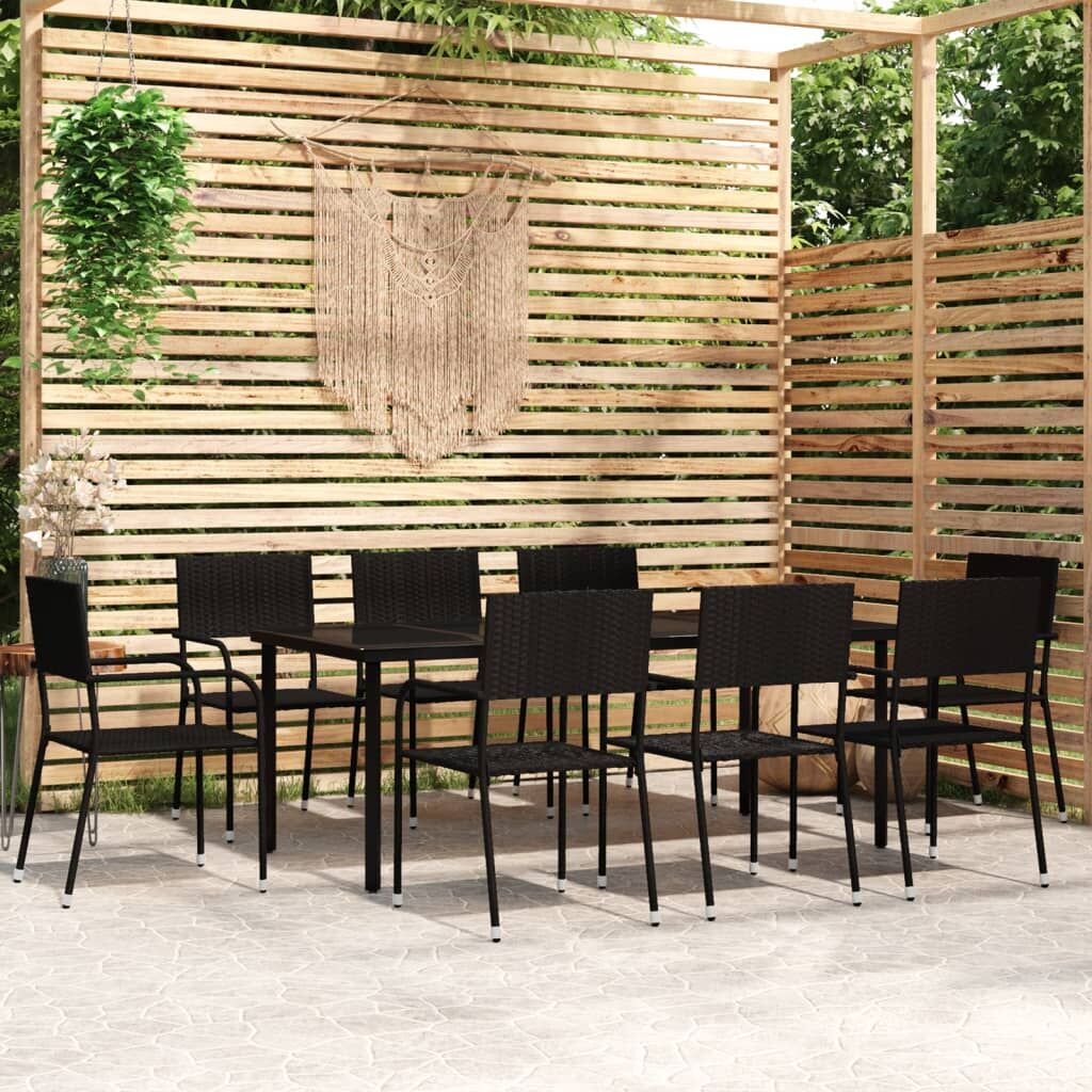 9 Piece Garden Dining Set Black 9 Piece Garden Dining Set Black