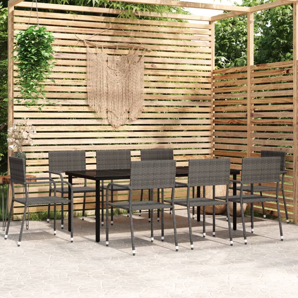 9 Piece Garden Dining Set Grey 9 Piece Garden Dining Set Grey