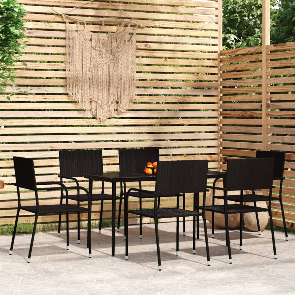 7 Piece Garden Dining Set Black 7 Piece Garden Dining Set Black