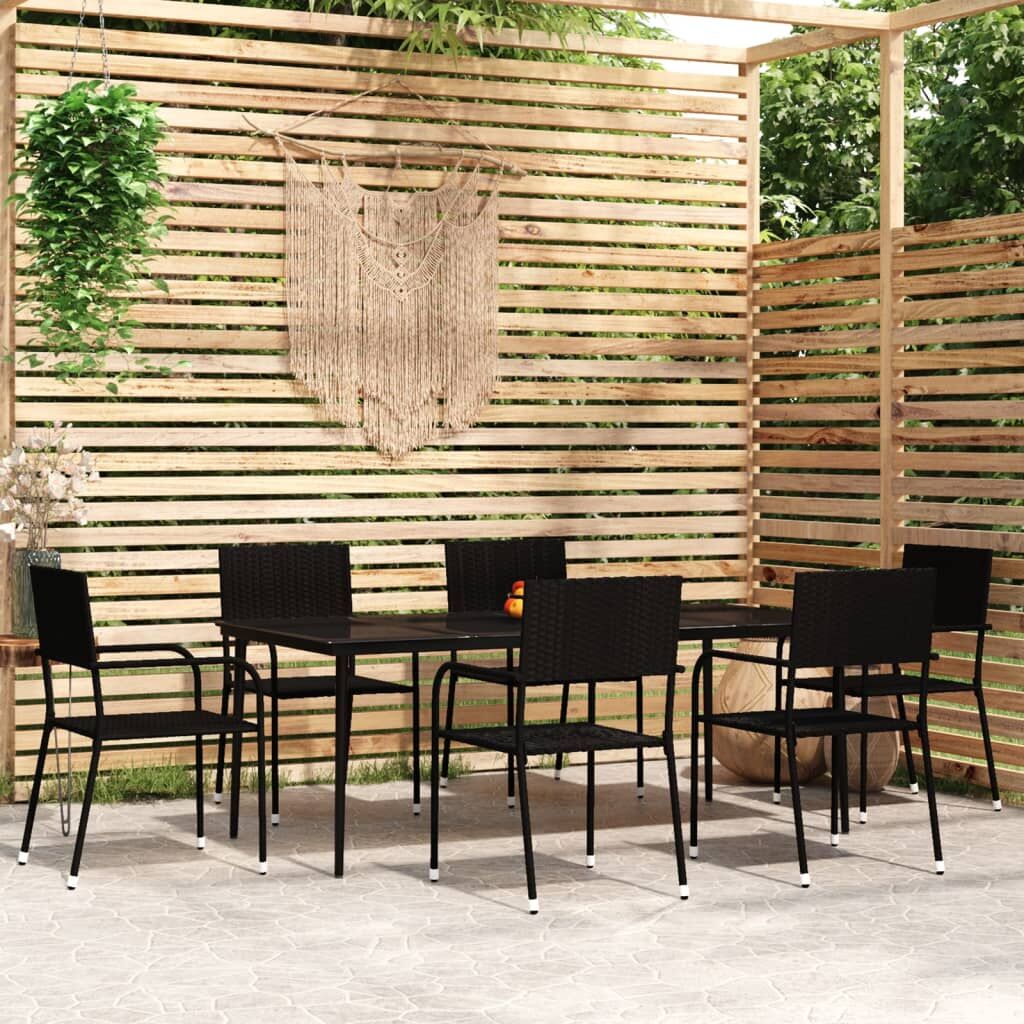 7 Piece Garden Dining Set Black 7 Piece Garden Dining Set Black