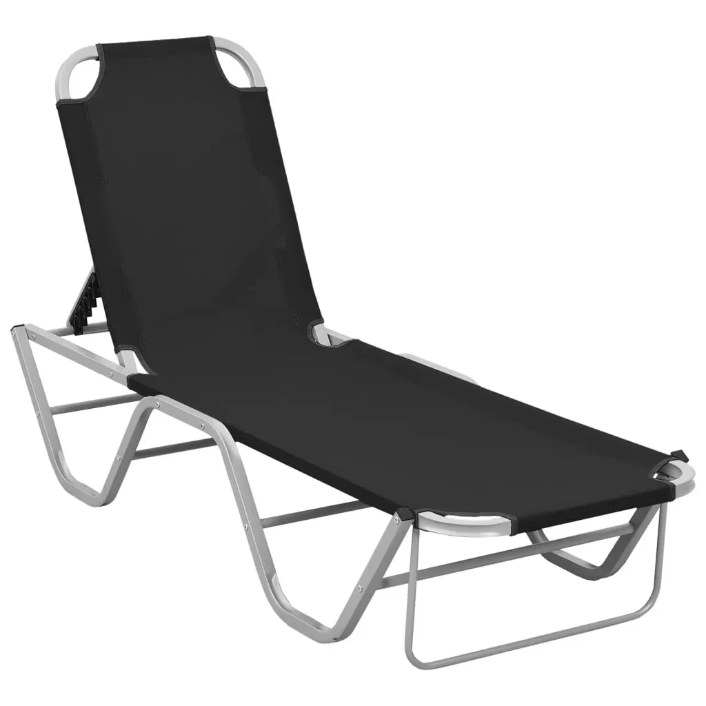 Sun Lounger Aluminium and Textilene Black Sun Lounger Aluminium and Textilene Black