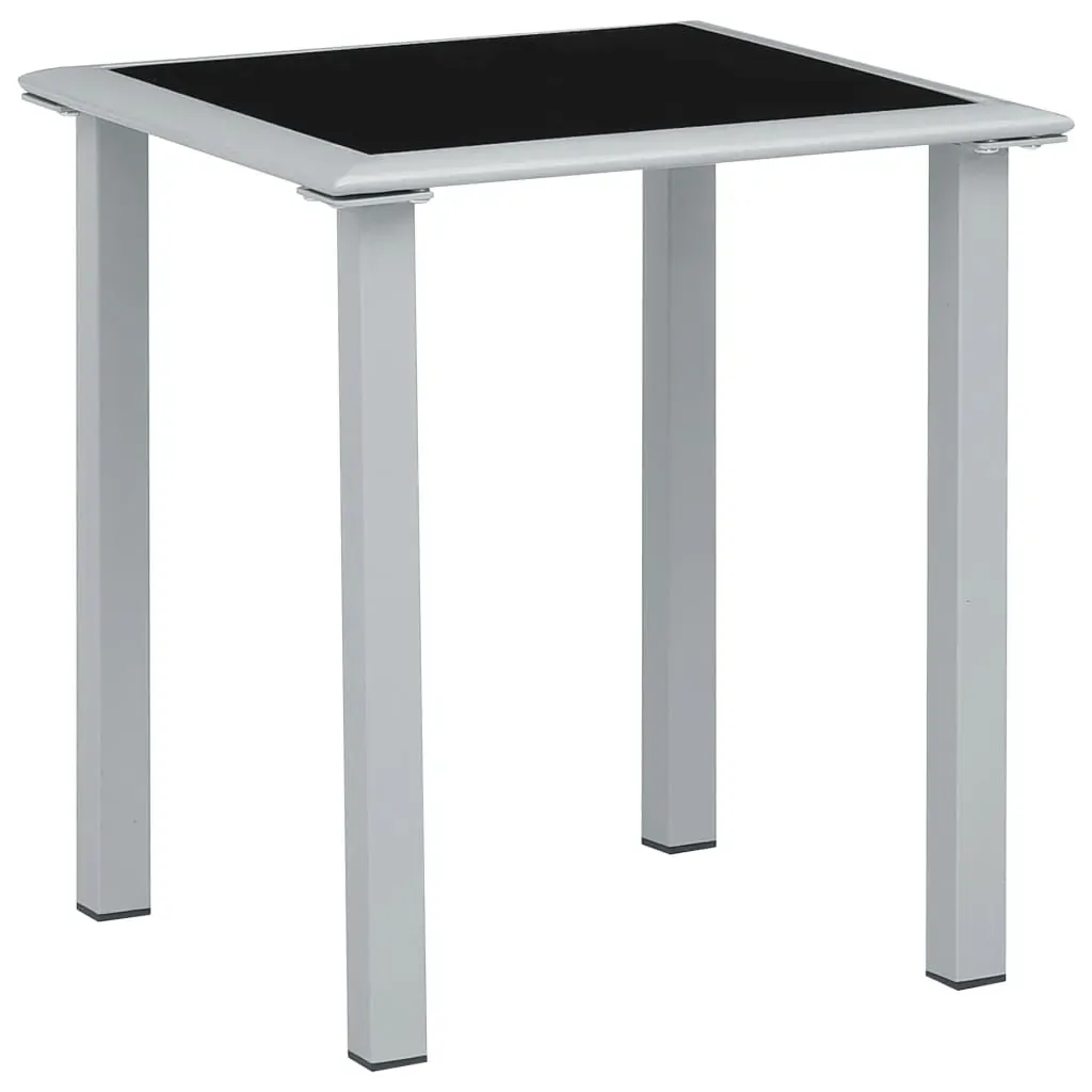 Garden Table Black and Silver 41x41x45 cm Steel and Glass Garden Table Black and Silver 41x41x45 cm Steel and Glass