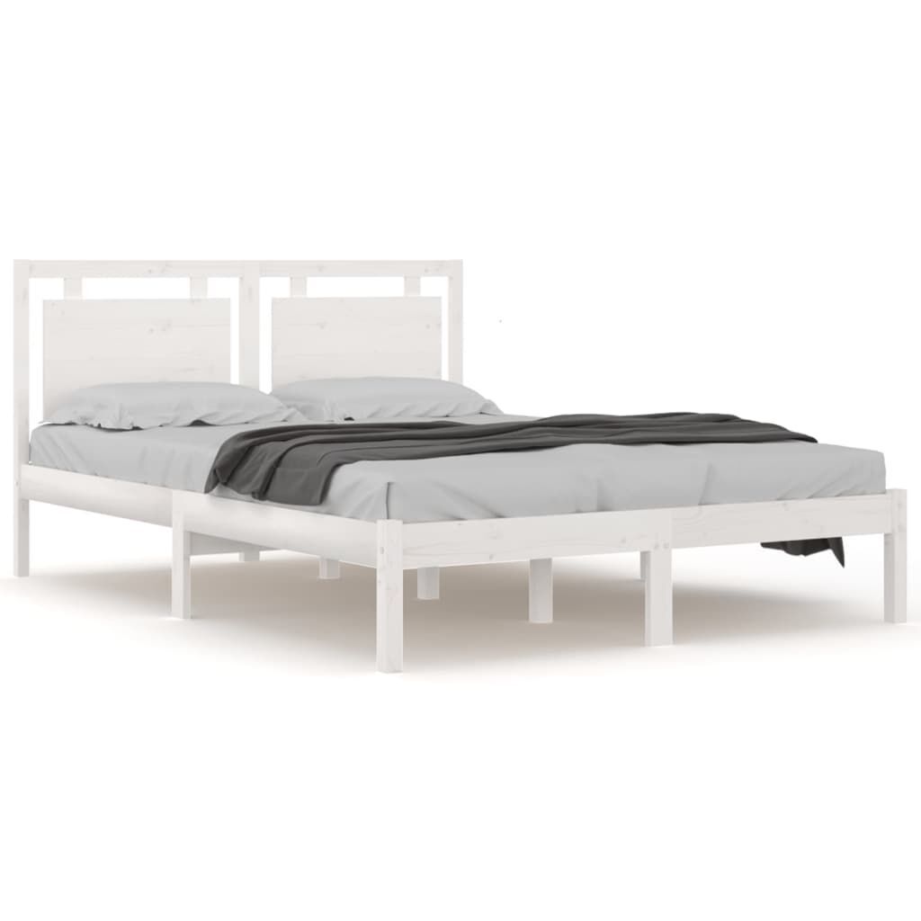 Bed Frame without Mattress White 135x190 cm Solid Wood Bed Frame without Mattress White 135x190 cm Solid Wood