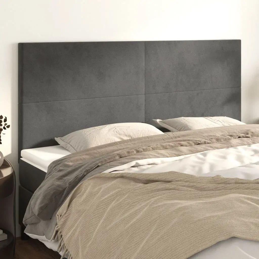 Headboards 4 pcs Dark Grey 100 cm Velvet Headboards 4 pcs Dark Grey 100 cm Velvet