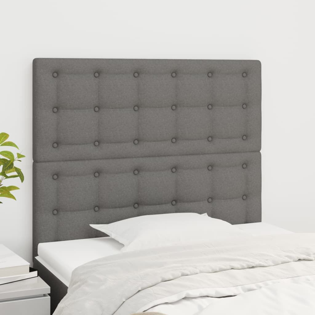 Headboards 2 pcs Dark Grey 100 cm Fabric Headboards 2 pcs Dark Grey 100 cm Fabric