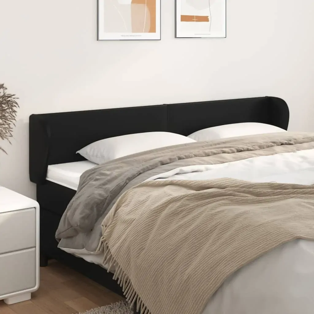 Headboard with Ears Black 203 cm Faux Leather Headboard with Ears Black 203 cm Faux Leather