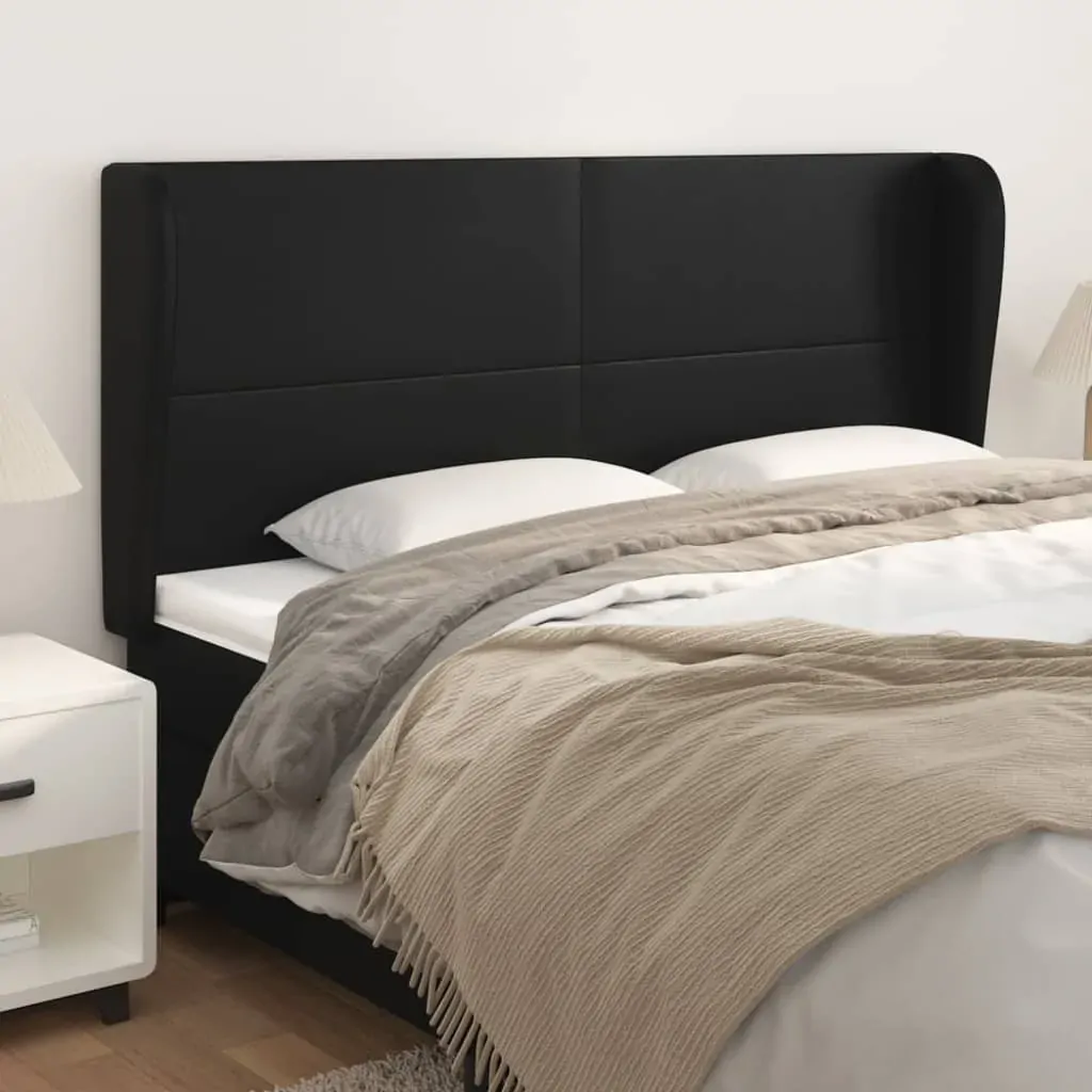 Headboard with Ears Black 203 cm Faux Leather Headboard with Ears Black 203 cm Faux Leather