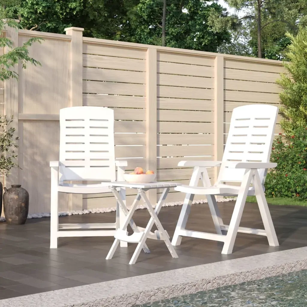 3 Piece Garden Dining Set White Polypropylene 3 Piece Garden Dining Set White Polypropylene