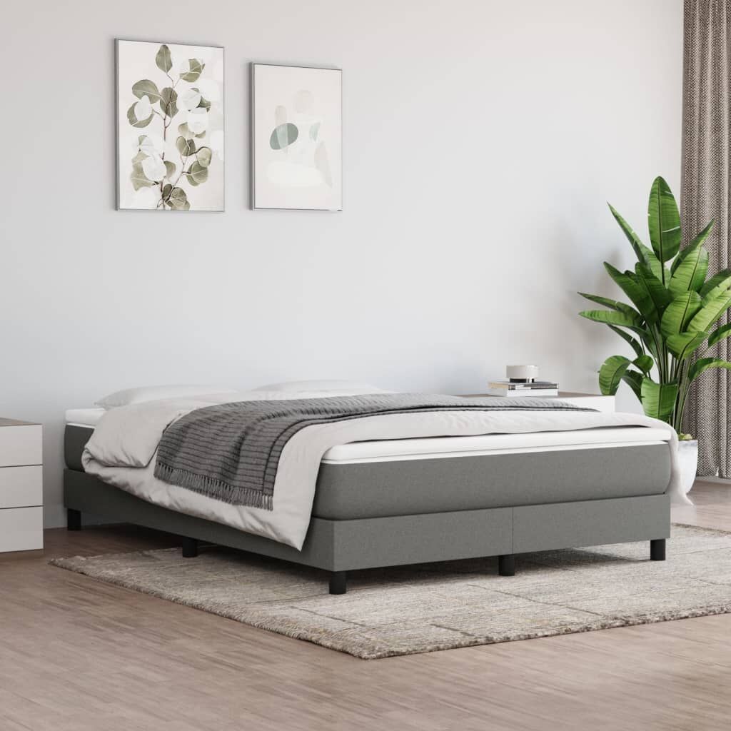 Bed Frame without Mattress Dark Grey Double Fabric Bed Frame without Mattress Dark Grey Double Fabric