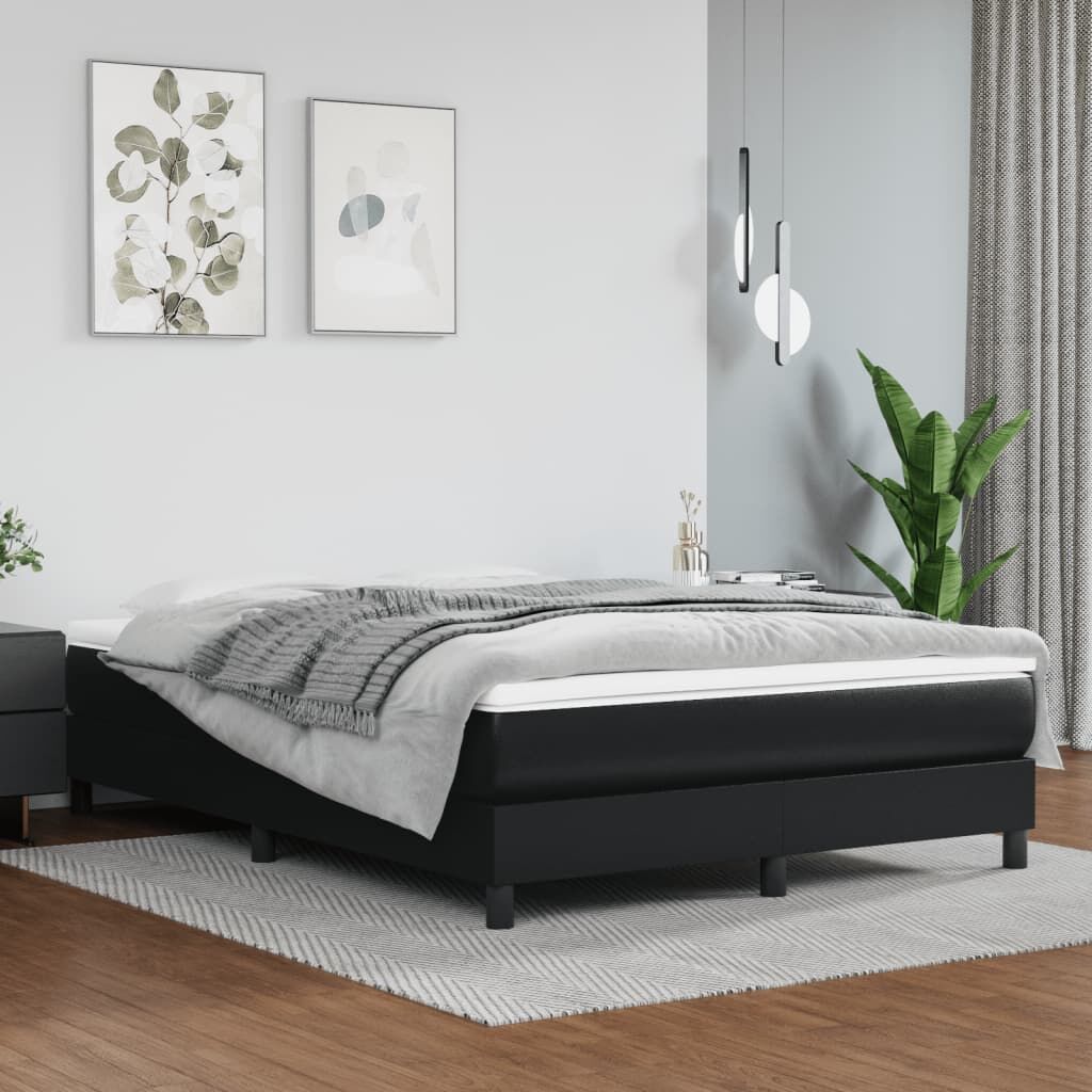 Bed Frame without Mattress Black Double Faux Leather Bed Frame without Mattress Black Double Faux Leather