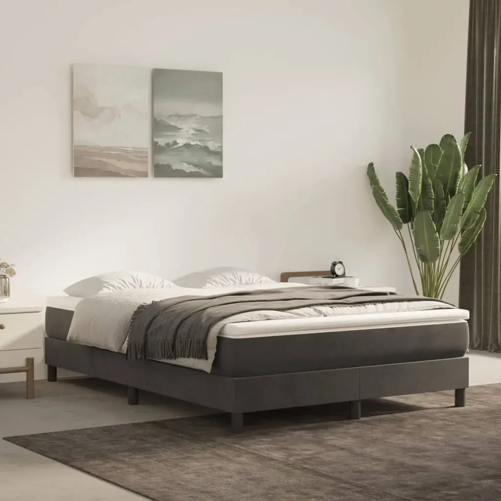 Bed Frame without Mattress Dark Grey Double Velvet Bed Frame without Mattress Dark Grey Double Velvet