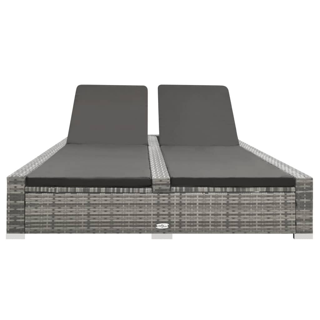 Double Sun Lounger Poly Rattan Grey Double Sun Lounger Poly Rattan Grey