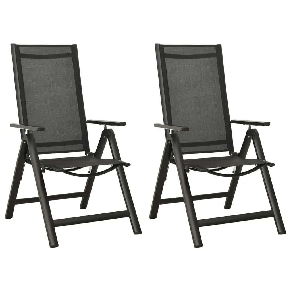 Folding Garden Chairs 2 pcs Textilene and Aluminium Black Folding Garden Chairs 2 pcs Textilene and Aluminium Black