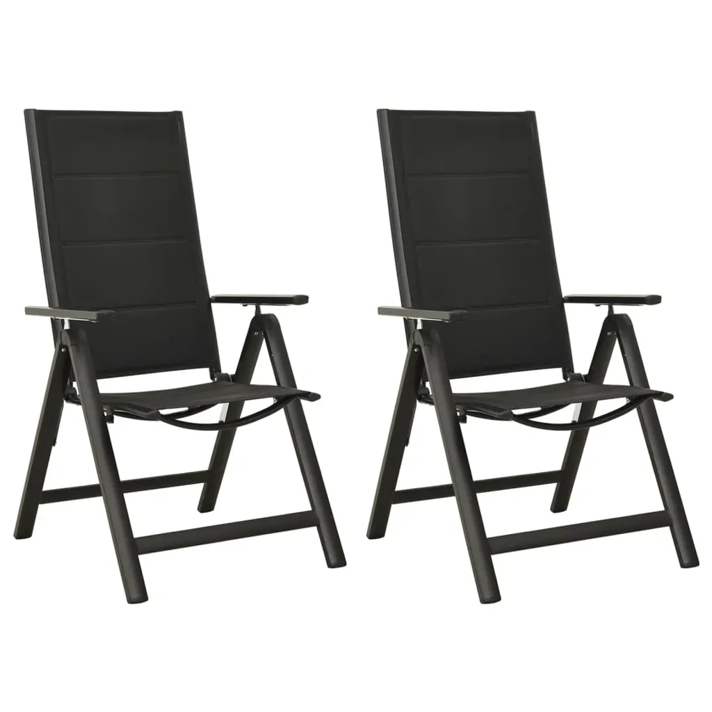 Folding Garden Chairs 2 pcs Textilene and Aluminium Black Folding Garden Chairs 2 pcs Textilene and Aluminium Black